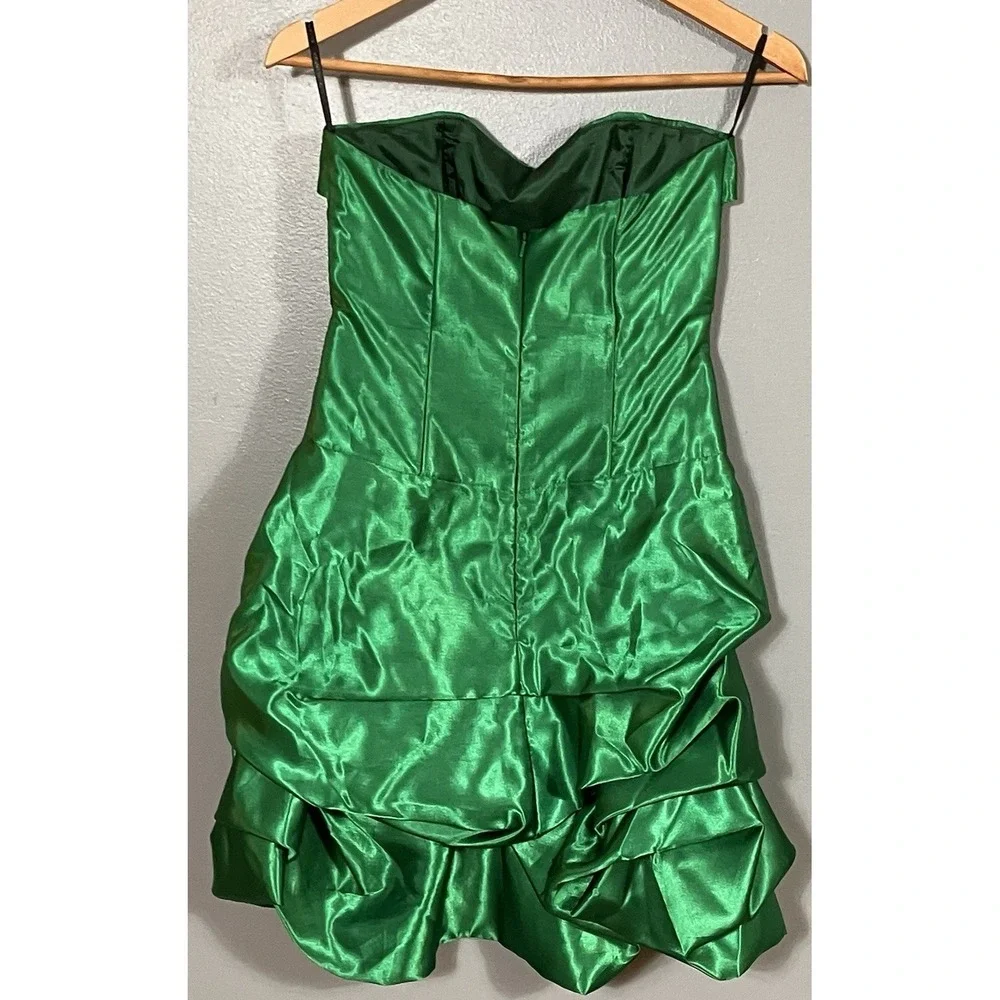Vintage Jessica McClintock Gunne Sax Cocktail Strapless Dress Emerald Green Sz 5